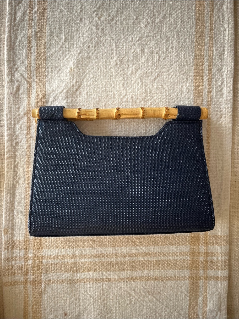 Lisi Lerch Navy Blue Bamboo-Handle Women’s Handbag Clutch